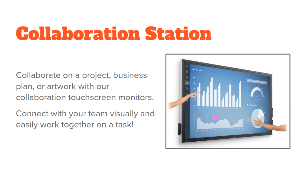 Collaborate on one of our interactive screens